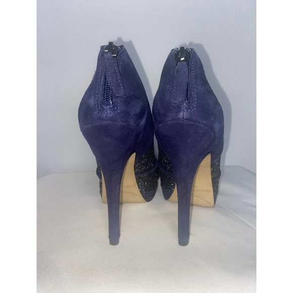 ENZO ANGIOLINI Easling Peep Toe Mary Jane Platform Pump Blue Suede Size 6.5 (M) - Picture 5 of 10